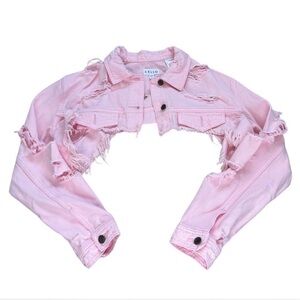 Cello Pink Cropped Denim Jacket